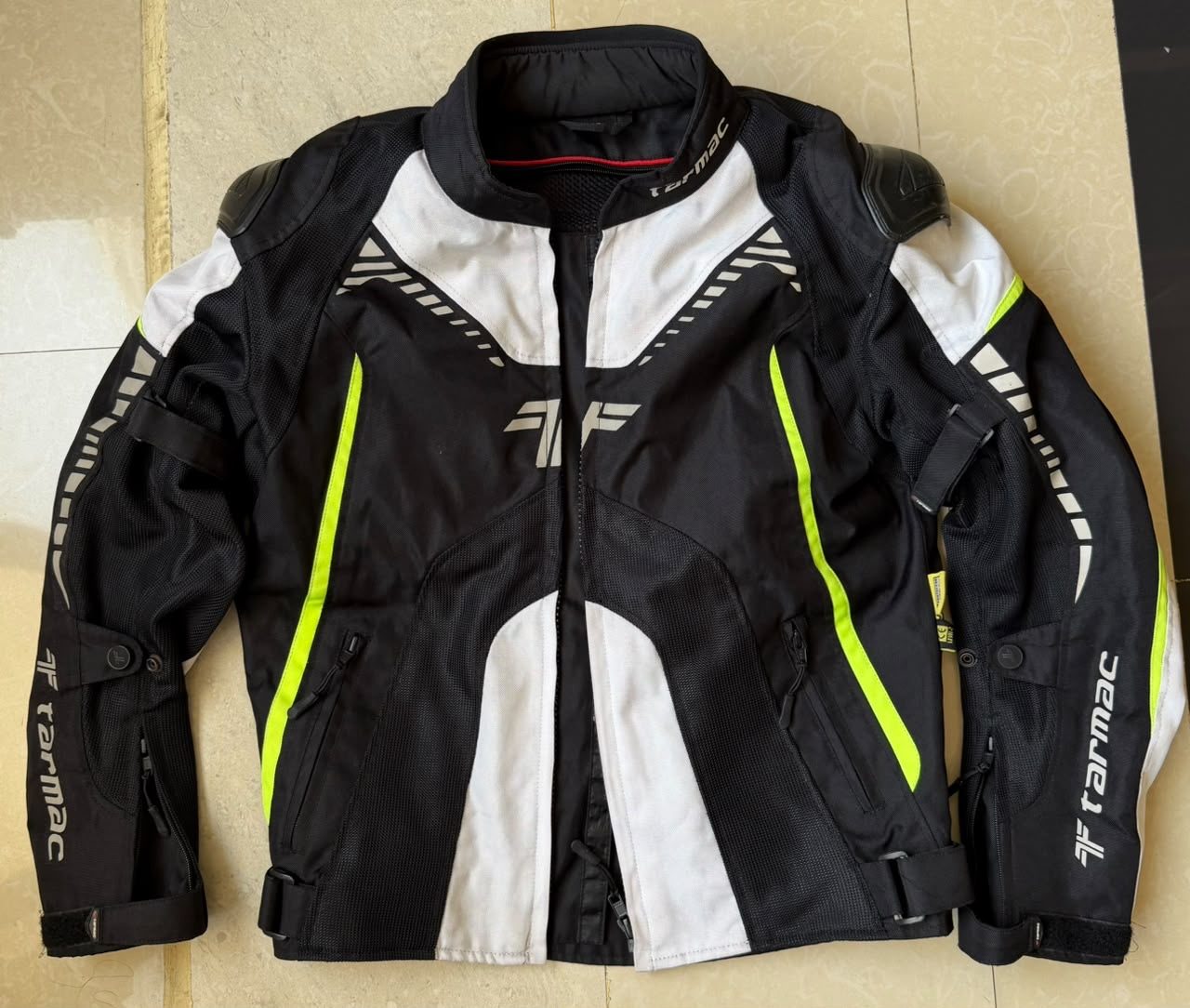 Tarmac Corsa Riding Jacket Black Fluro Green with SafeTech Protectors - image 1