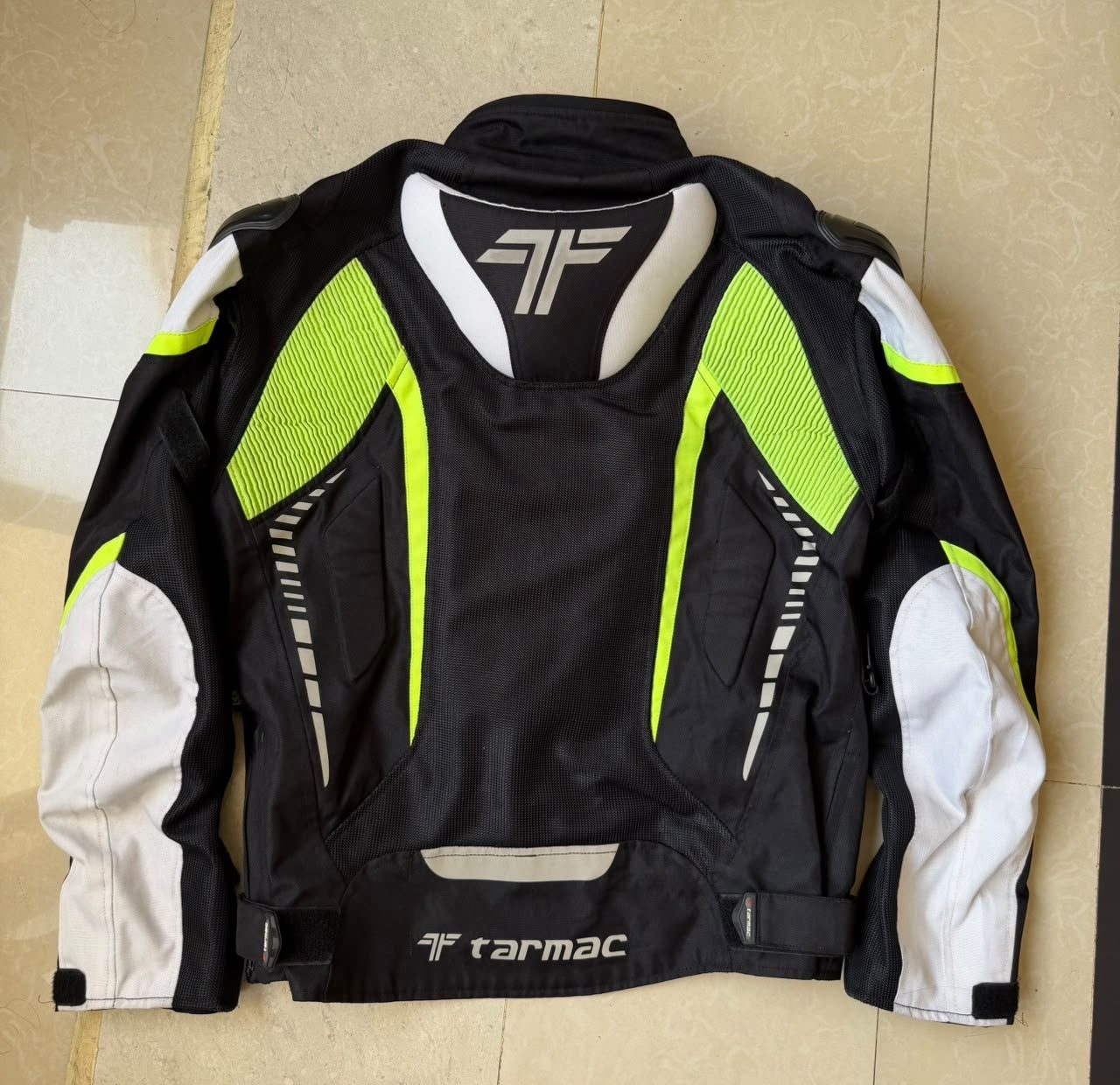 Tarmac Corsa Riding Jacket Black Fluro Green with SafeTech Protectors 2