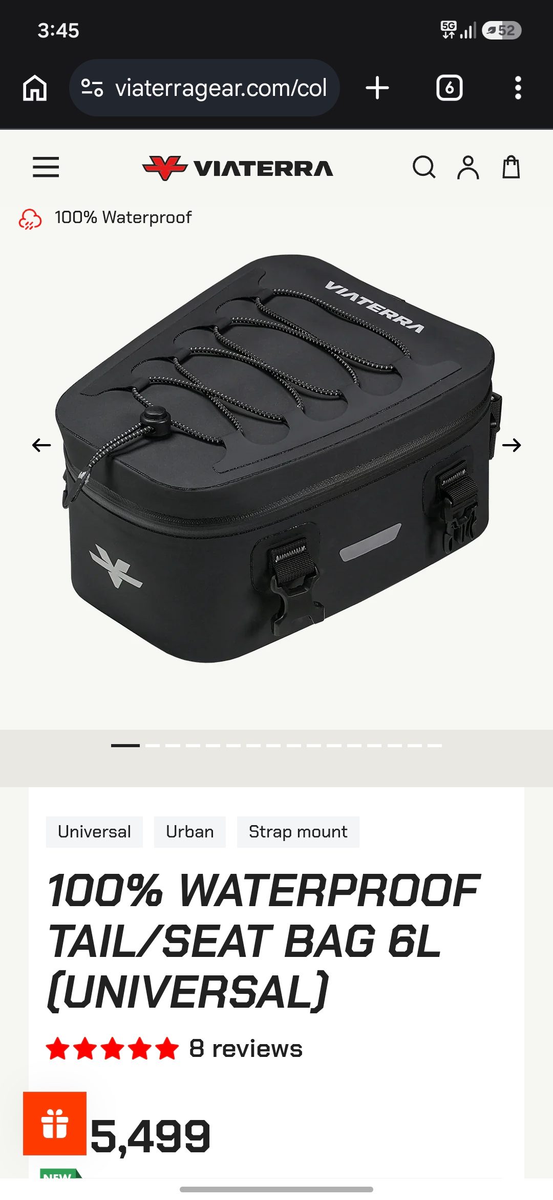 100% Waterproof Tail/Seat Bag 6L (Universal) - image 1